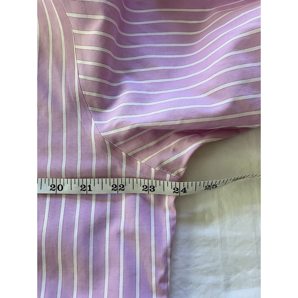 Brooks Brothers Slim Fit Shirt 16.5 35 Pink Stripe Non Iron Cotton Tiny Pen Mark - Picture 5 of 6